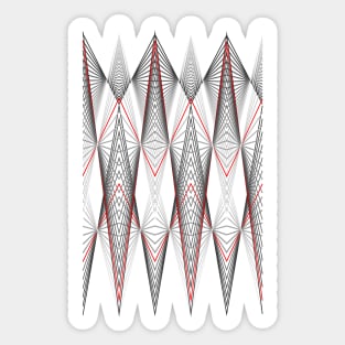 Graphic with triangles in white, red to black. Sticker